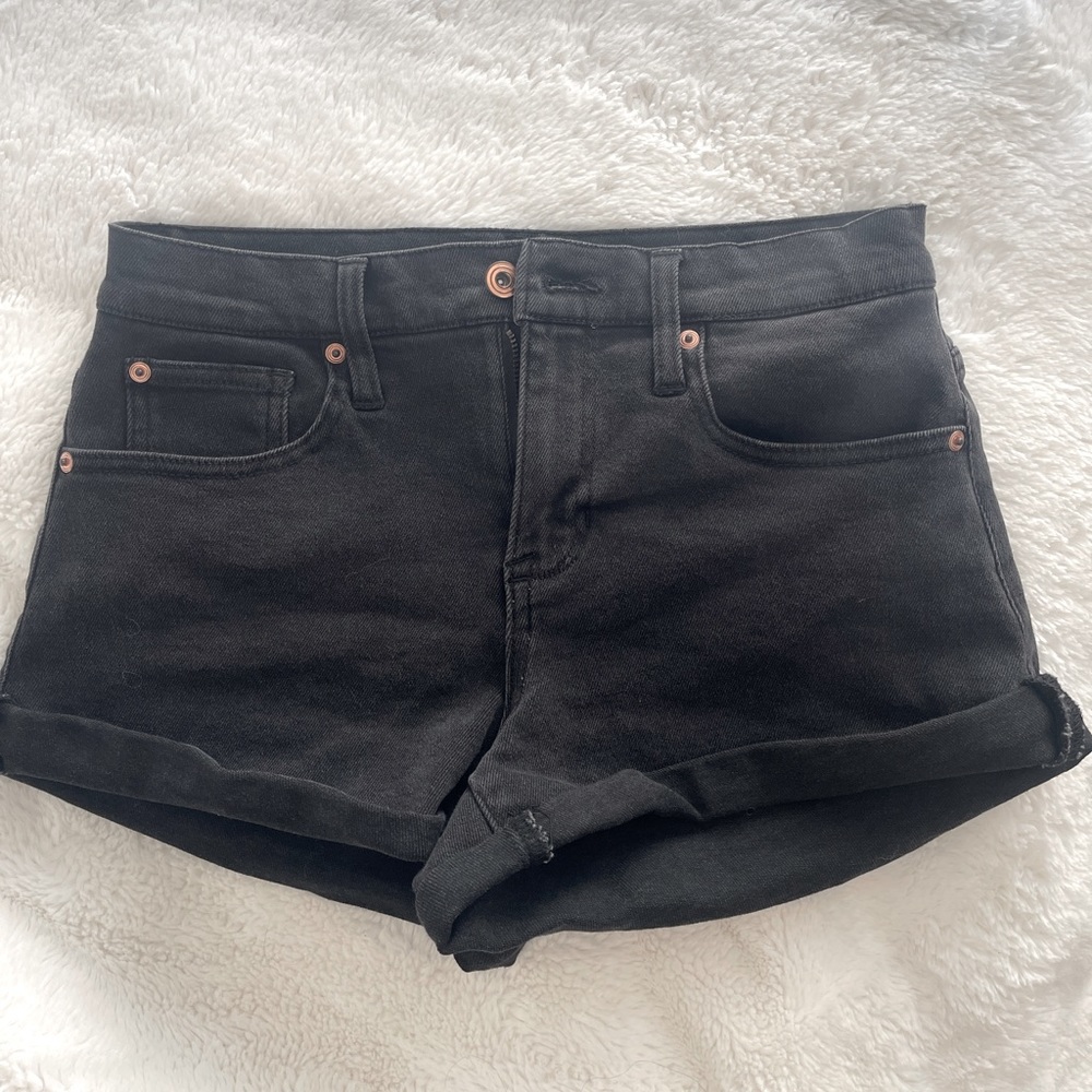 Black denim shorts